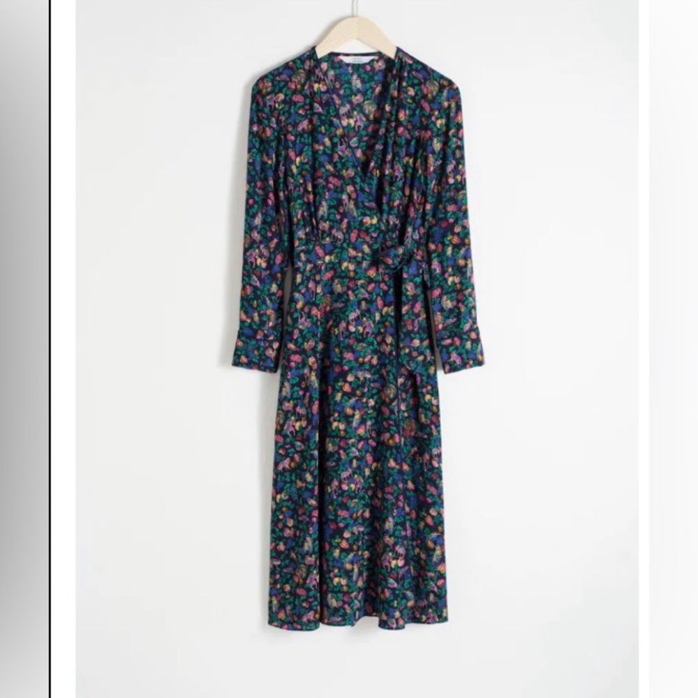 ANTHROPOLOGIE & Other Stories Jungle Print Wrap Maxi Dress 2 Monkey Print